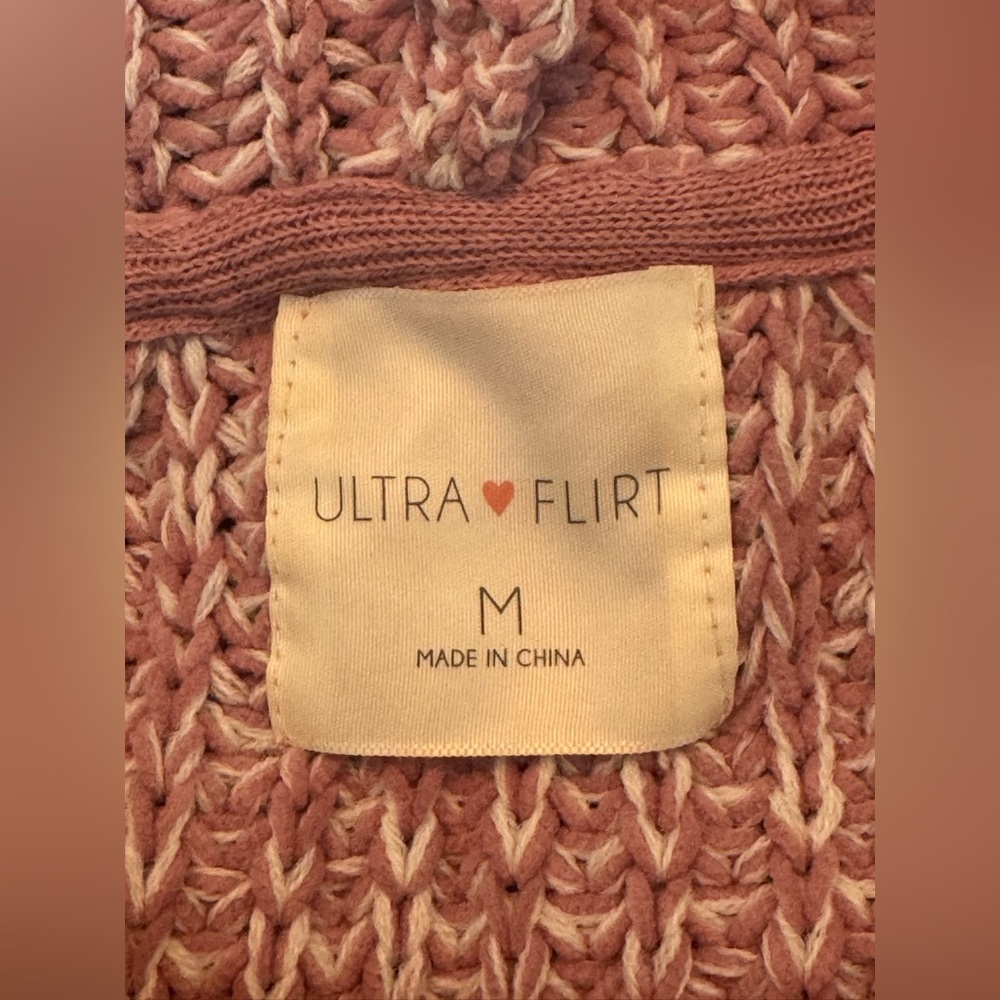 Ultra Flirt Pink V-Neck Knit Sweater Medium - Picture 7 of 8